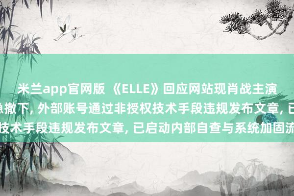 米兰app官网版 《ELLE》回应网站现肖战主演《藏海传》黑稿: 已紧急撤下, 外部账号通过非授权技术手段违规发布文章, 已启动内部自查与系统加固流程