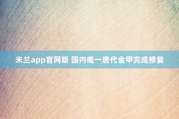 米兰app官网版 国内唯一唐代金甲完成修复