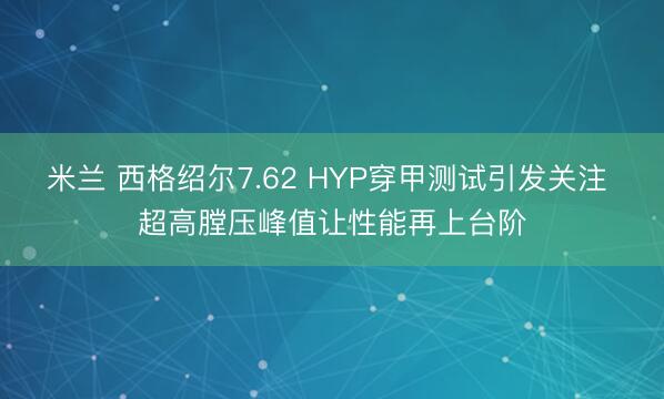 米兰 西格绍尔7.62 HYP穿甲测试引发关注 超高膛压峰值让性能再上台阶