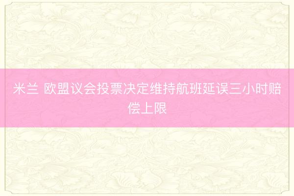 米兰 欧盟议会投票决定维持航班延误三小时赔偿上限