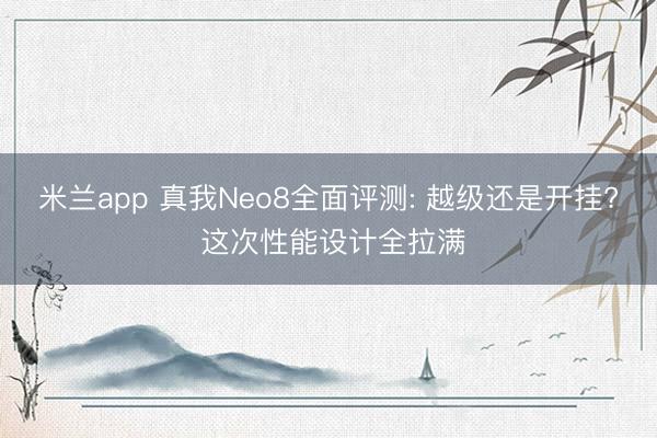 米兰app 真我Neo8全面评测: 越级还是开挂? 这次性能设计全拉满