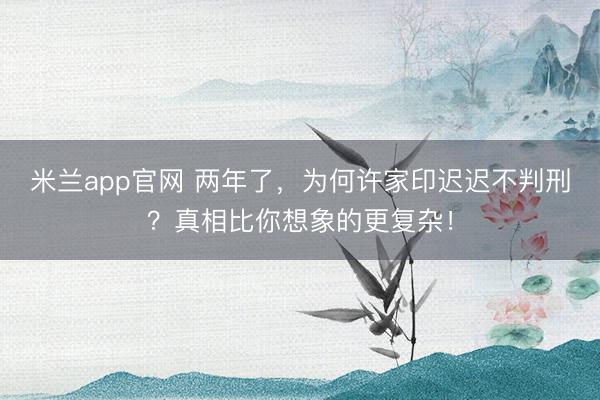 米兰app官网 两年了,为何许家印迟迟不判刑?真相比你想象的更复杂!