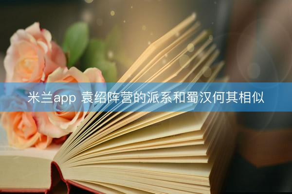 米兰app 袁绍阵营的派系和蜀汉何其相似