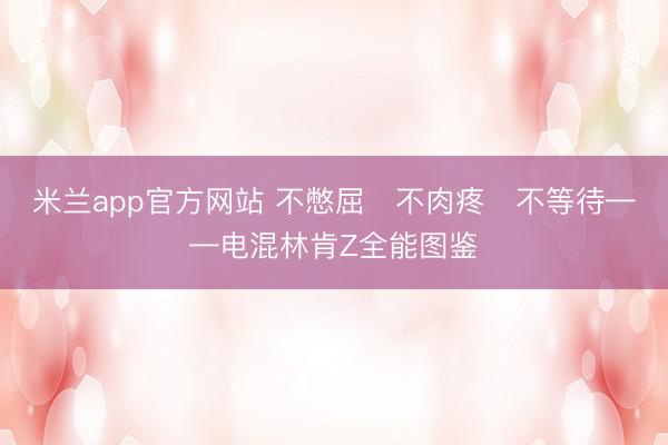 米兰app官方网站 不憋屈・不肉疼・不等待——电混林肯Z全能图鉴