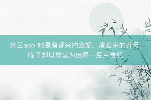 米兰app 她是唐睿宗的宠妃，唐玄宗的养母，临了却以离宫为结局—豆卢贵妃