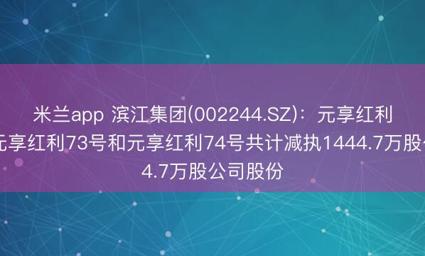 米兰app 滨江集团(002244.SZ)：元享红利72号、元享红利73号和元享红利74号共计减执1444.7万股公司股份