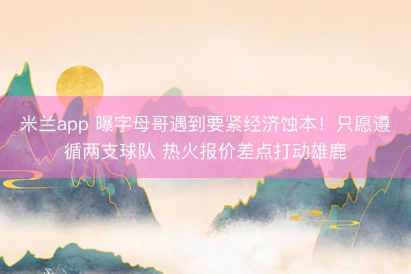 米兰app 曝字母哥遇到要紧经济蚀本！只愿遵循两支球队 热火报价差点打动雄鹿