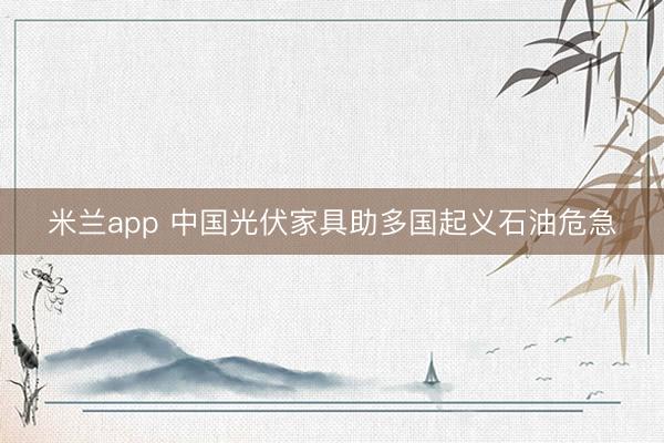 米兰app 中国光伏家具助多国起义石油危急
