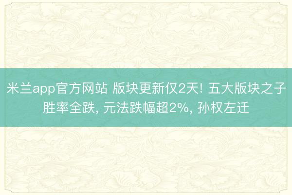 米兰app官方网站 版块更新仅2天! 五大版块之子胜率全跌， 元法跌幅超2%， 孙权左迁
