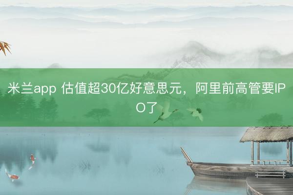 米兰app 估值超30亿好意思元，阿里前高管要IPO了