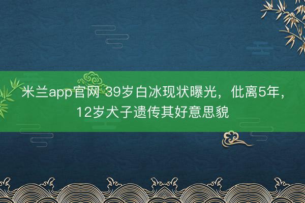 米兰app官网 39岁白冰现状曝光，仳离5年，12岁犬子遗传其好意思貌