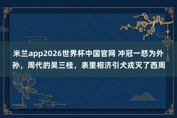 米兰app2026世界杯中国官网 冲冠一怒为外孙，周代的吴三桂，表里相济引犬戎灭了西周