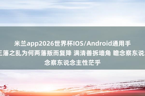 米兰app2026世界杯IOS/Android通用手机版下载 三藩之乱为何两藩叛而复降 满清善拆墙角 瞻念察东说念主性茫乎