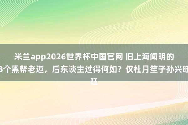 米兰app2026世界杯中国官网 旧上海闻明的3个黑帮老迈，后东谈主过得何如？仅杜月笙子孙兴旺