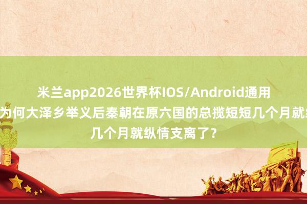 米兰app2026世界杯IOS/Android通用手机版下载 为何大泽乡举义后秦朝在原六国的总揽短短几个月就纵情支离了?