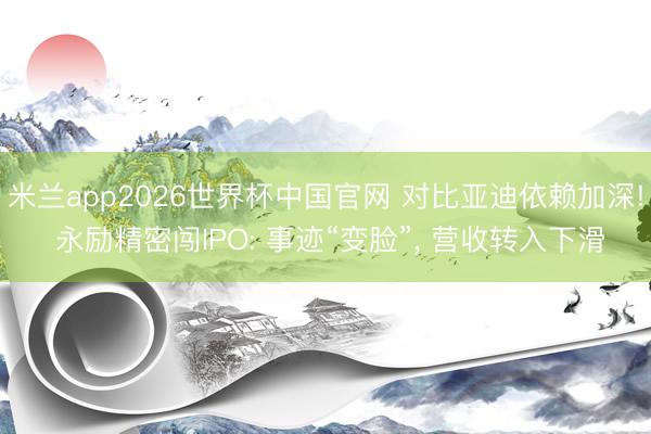 米兰app2026世界杯中国官网 对比亚迪依赖加深! 永励精密闯IPO: 事迹“变脸”, 营收转入下滑