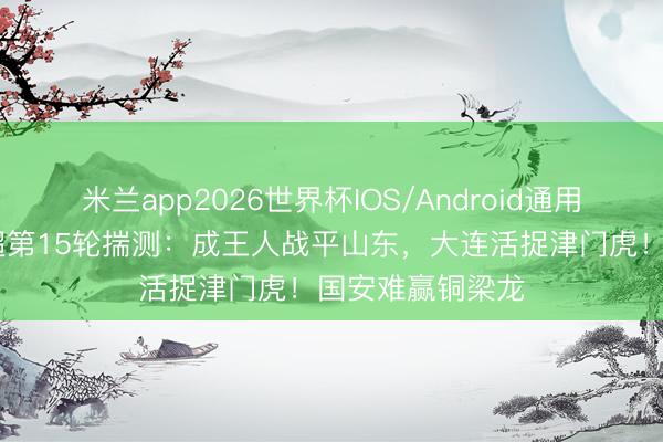 米兰app2026世界杯IOS/Android通用手机版下载 中超第15轮揣测：成王人战平山东，大连活捉津门虎！国安难赢铜梁龙