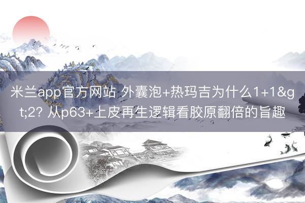米兰app官方网站 外囊泡+热玛吉为什么1+1>2? 从p63+上皮再生逻辑看胶原翻倍的旨趣