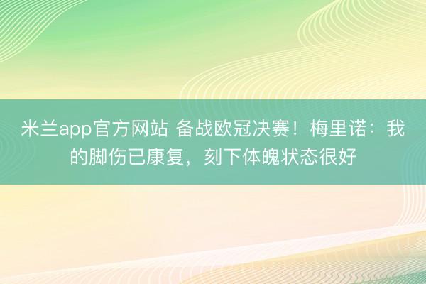 米兰app官方网站 备战欧冠决赛!梅里诺:我的脚伤已康复,刻下体魄状态很好