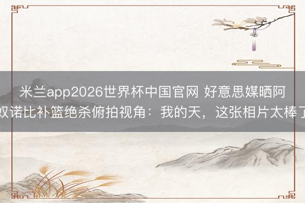 米兰app2026世界杯中国官网 好意思媒晒阿奴诺比补篮绝杀俯拍视角：我的天，这张相片太棒了