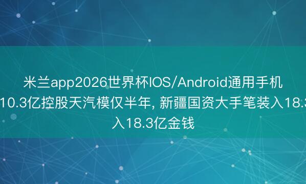 米兰app2026世界杯IOS/Android通用手机版下载 10.3亿控股天汽模仅半年， 新疆国资大手笔装入18.3亿金钱