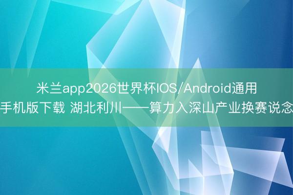 米兰app2026世界杯IOS/Android通用手机版下载 湖北利川——算力入深山产业换赛说念