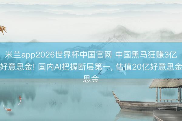 米兰app2026世界杯中国官网 中国黑马狂赚3亿好意思金! 国内AI把握断层第一， 估值20亿好意思金