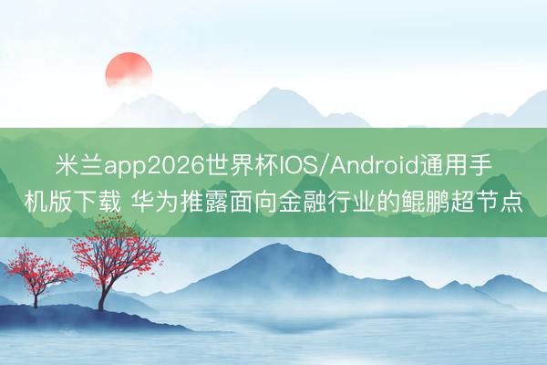 米兰app2026世界杯IOS/Android通用手机版下载 华为推露面向金融行业的鲲鹏超节点
